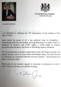 Theresa May letter - Israel 70